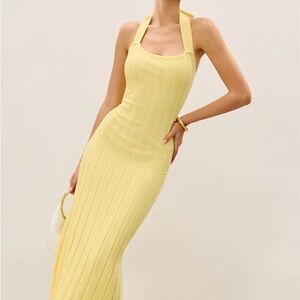Commense Sunny Yellow Halter Maxi Dress
